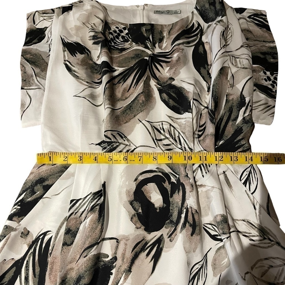 EUC Eliza J watercolour dress, taupe, white, black, size 4. - Picture 10 of 10